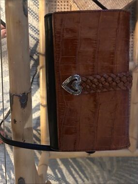 Brighton Brown and Black Croc-Texture Mini Bag with Heart Charm